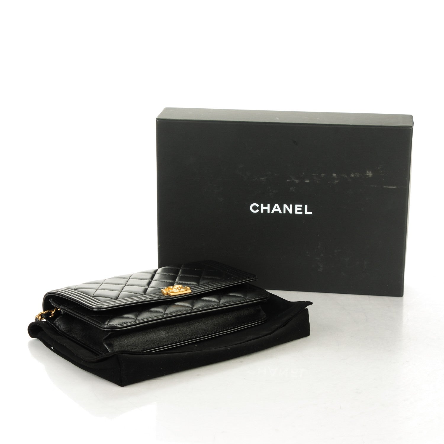Chanel Lambskin Quilted Boy Wallet On Chain WOC Black 4 of 8