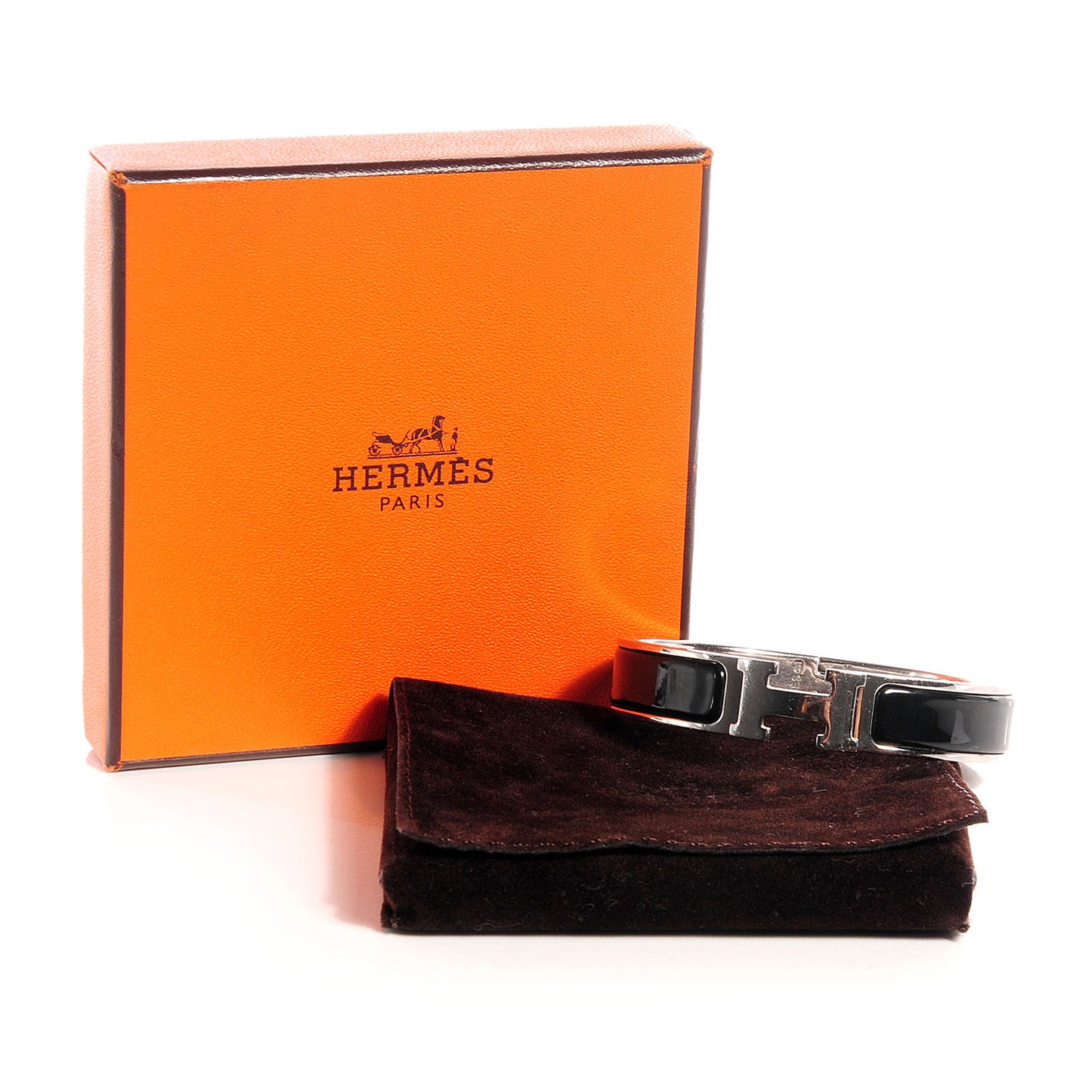 Enamel Narrow Clic Clac H Bracelet PM Black