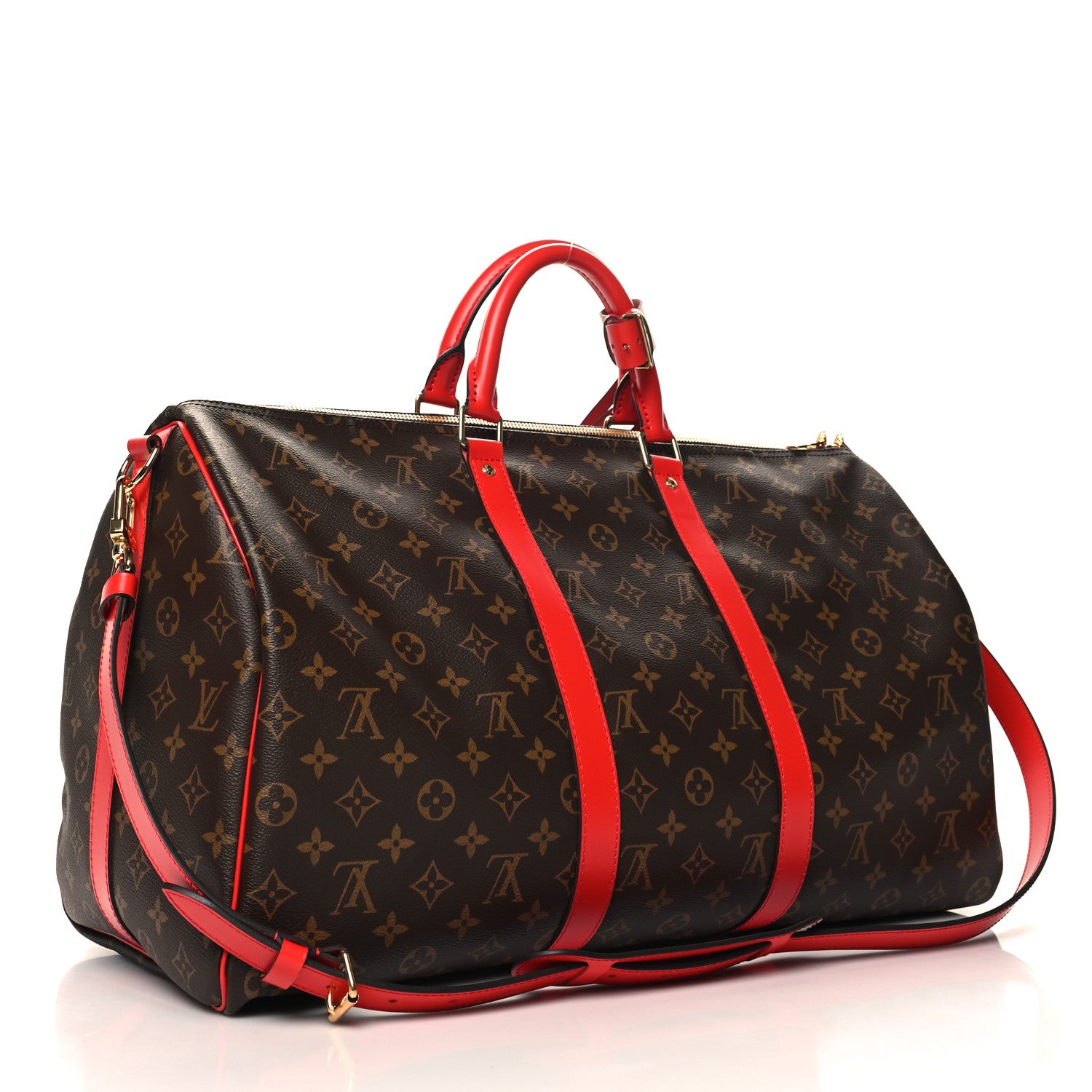 Louis Vuitton Calfskin Monogram Keepall Bandouliere 50 Coquelicot 2 of 10
