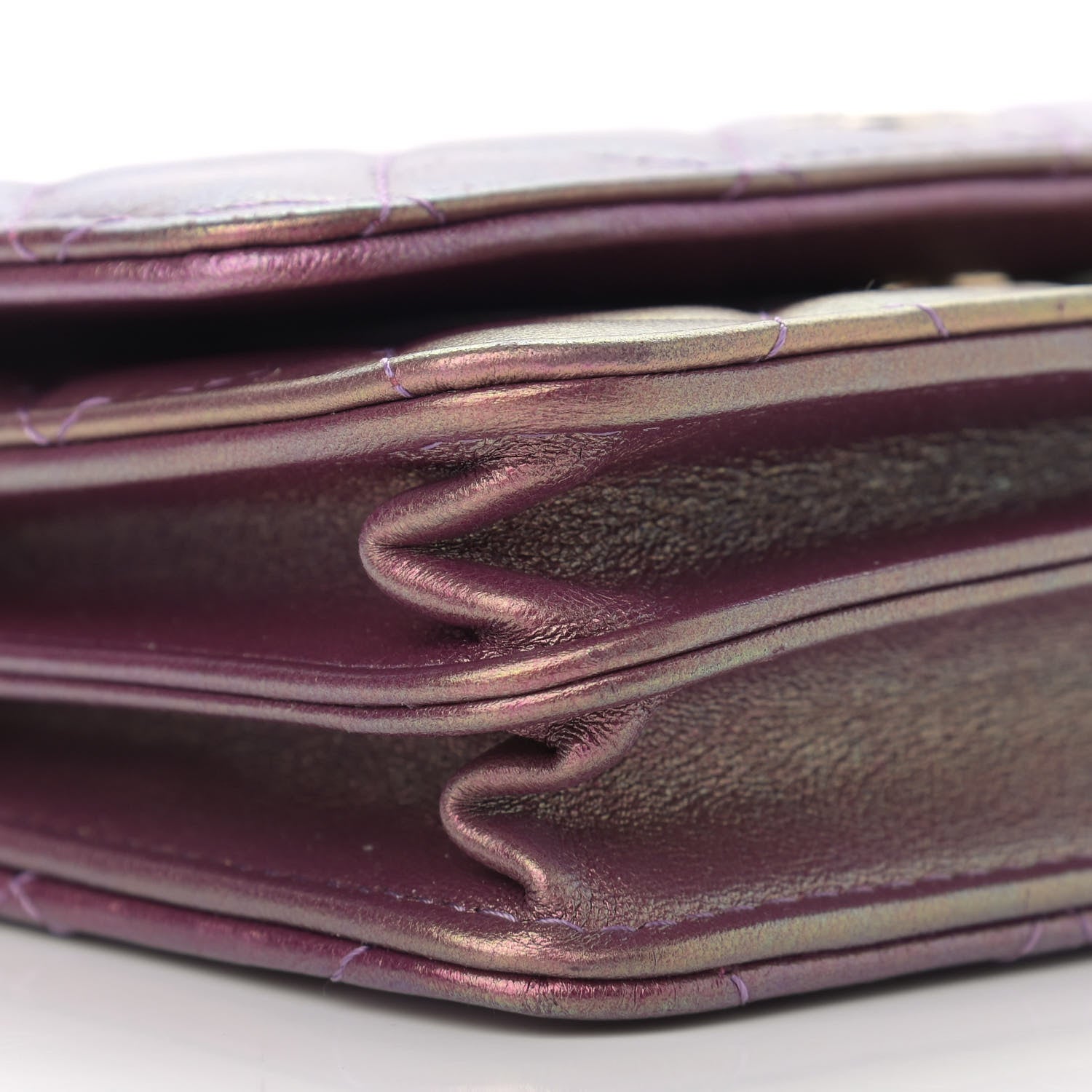 Chanel Iridescent Lambskin Quilted Mini Wallet On Chain WOC Purple 9 of 11