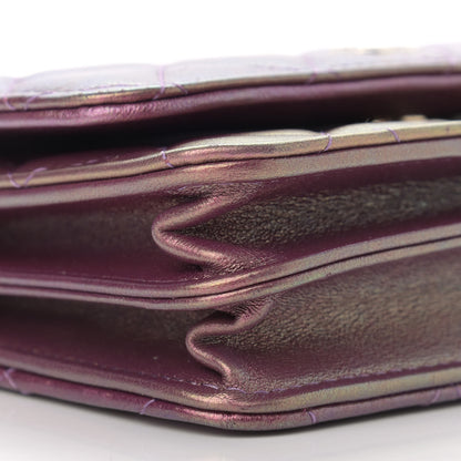 Chanel Iridescent Lambskin Quilted Mini Wallet On Chain WOC Purple 9 of 11