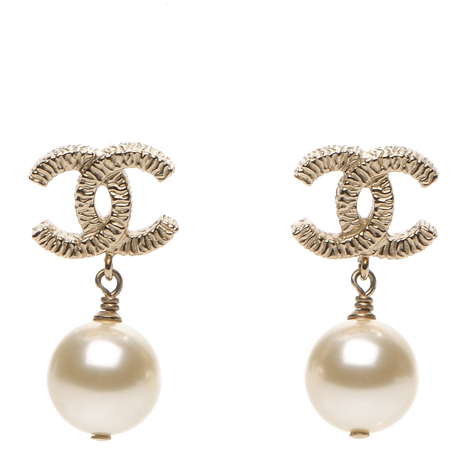 Chanel Pearl CC Drop Earrings Gold 1 of 5