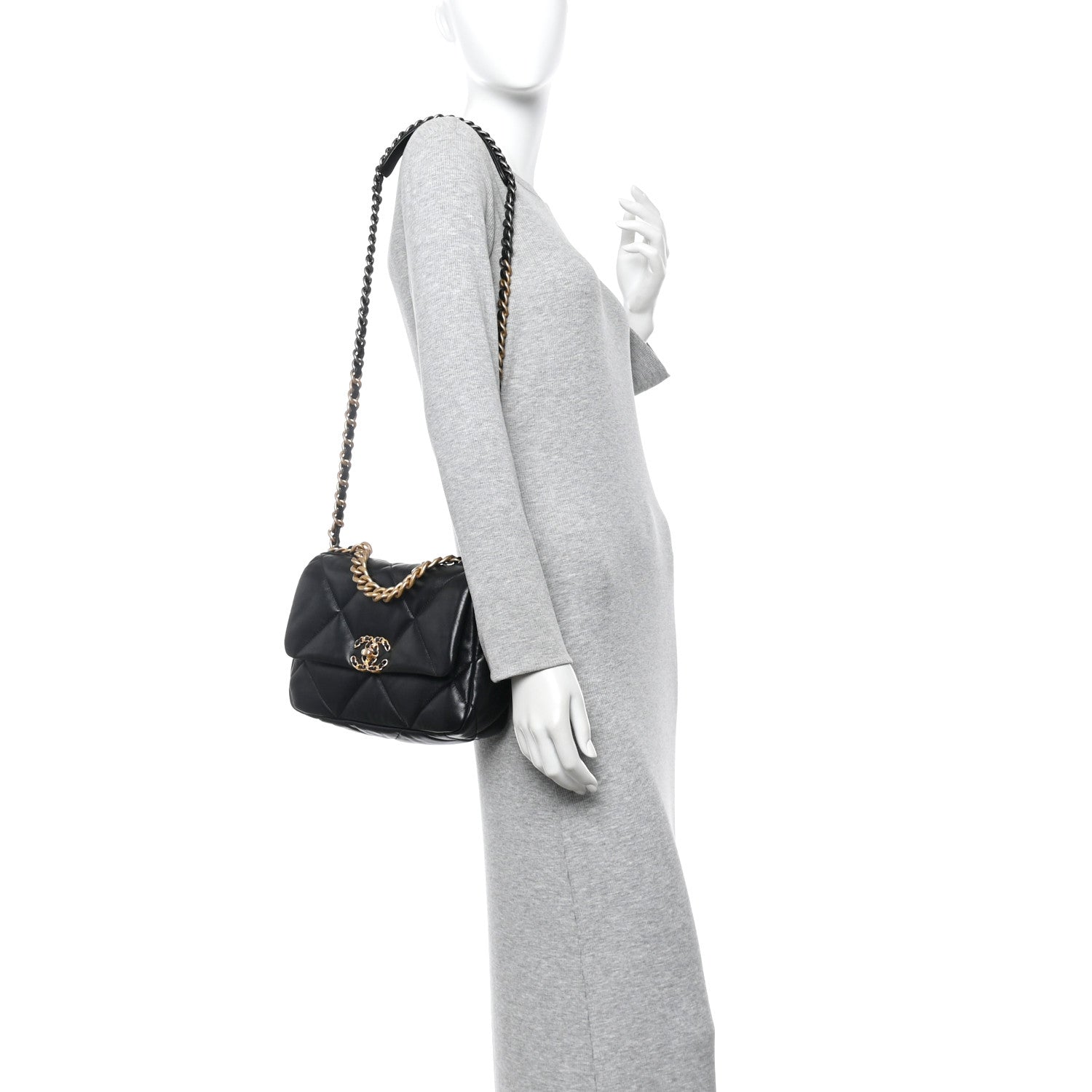 Chanel Lambskin Quilted Medium Chanel 19 Flap Black 3 of 21
