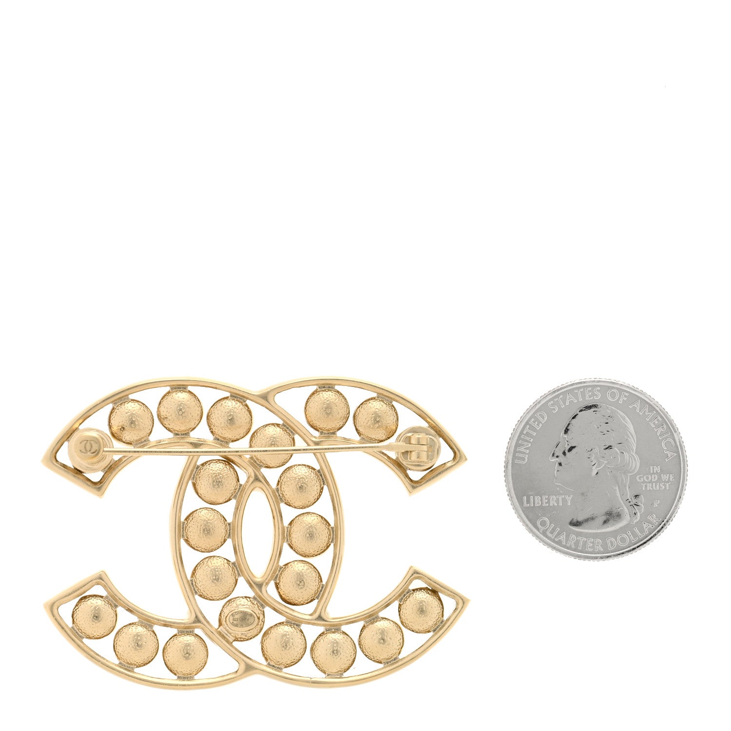 Chanel Pearl CC Brooch Light Gold 2 of 3
