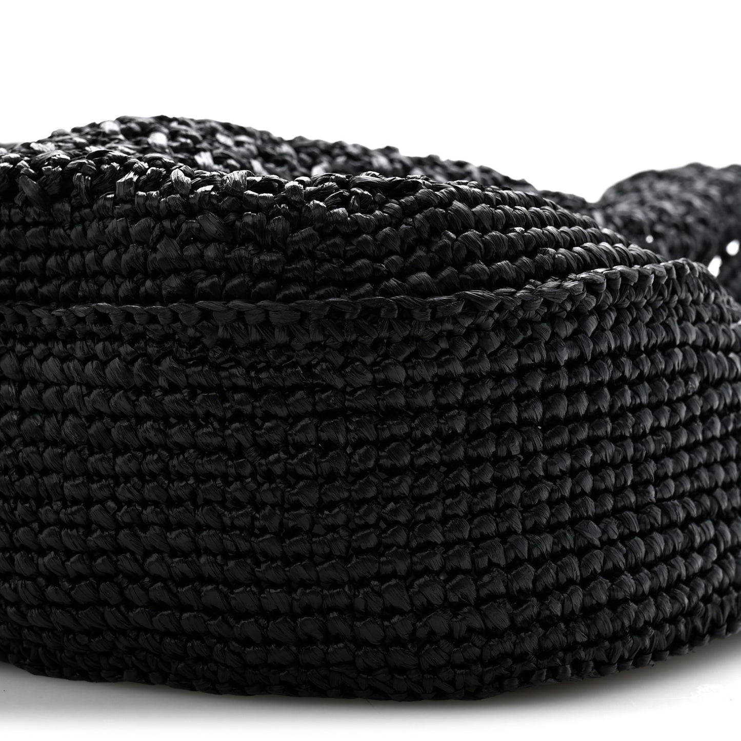 Raffia Crochet Woven Hobo Black Naturale