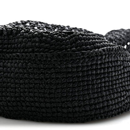 Miu Miu Raffia Crochet Woven Hobo Black Naturale 11 of 11