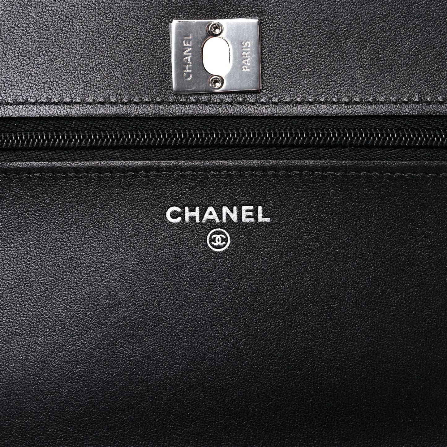 Lambskin Crystal Quilted Wallet On Chain WOC Black