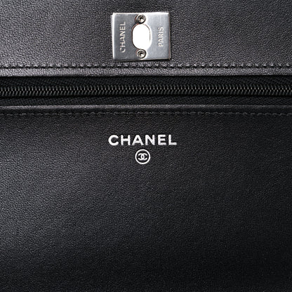 Chanel Lambskin Crystal Quilted Wallet On Chain WOC Black 6 of 15