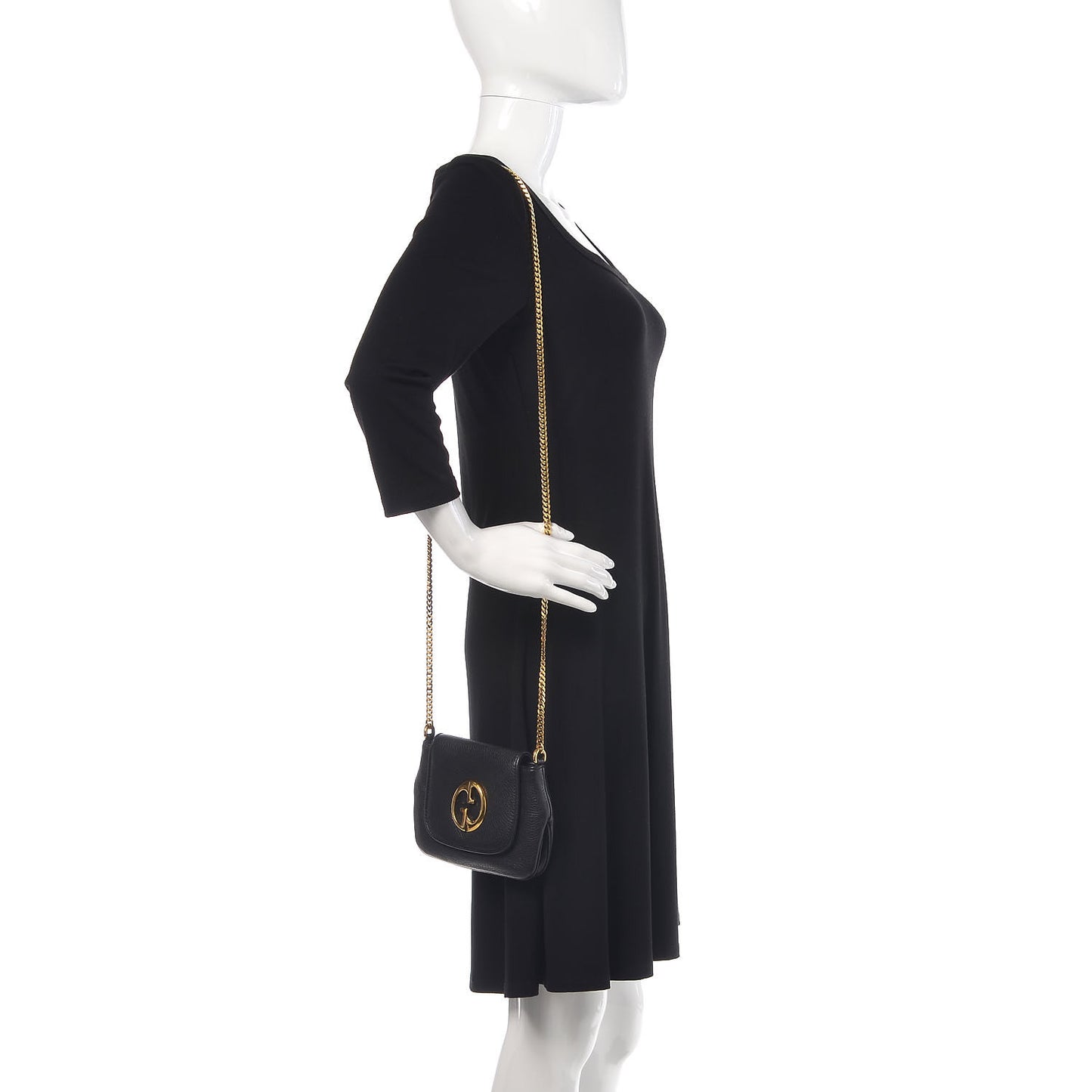 Pebbled Calfskin Small 1973 Chain Shoulder Bag Black