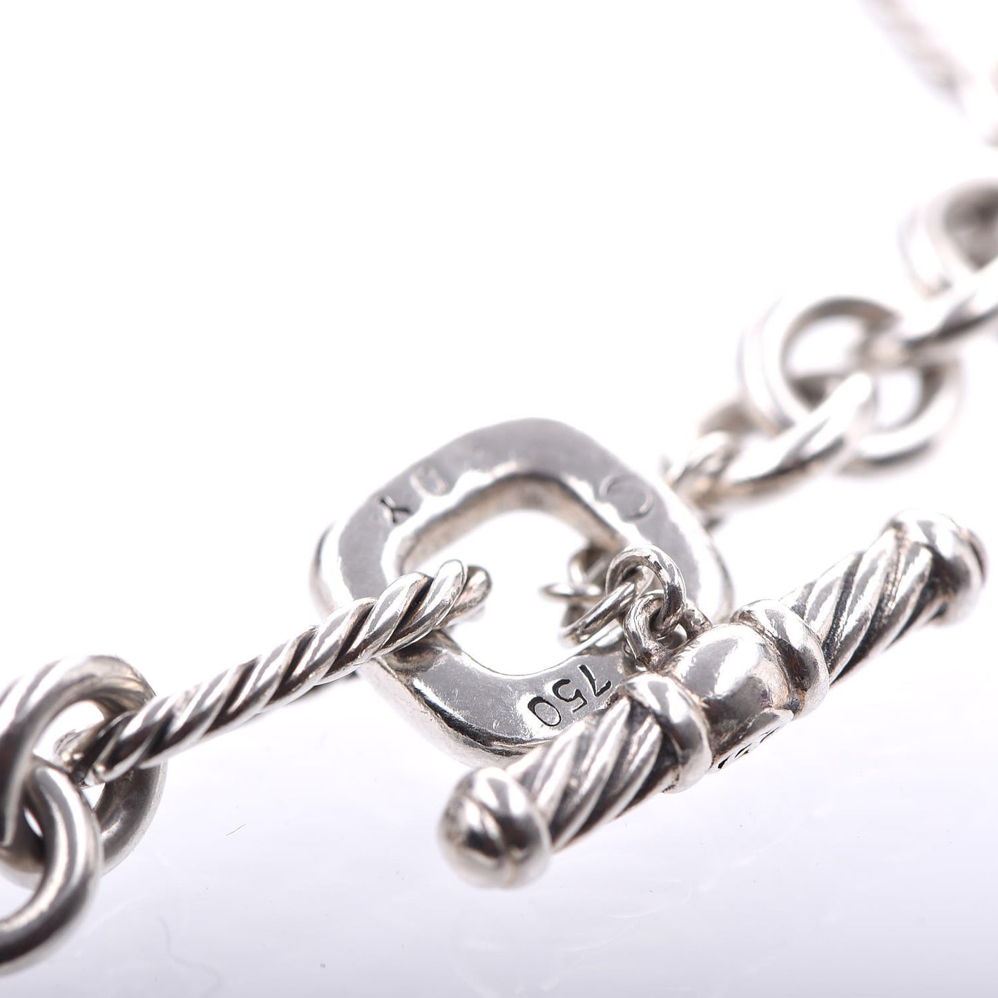 Sterling Silver 18K Yellow Gold Cable Heart Charm Bracelet