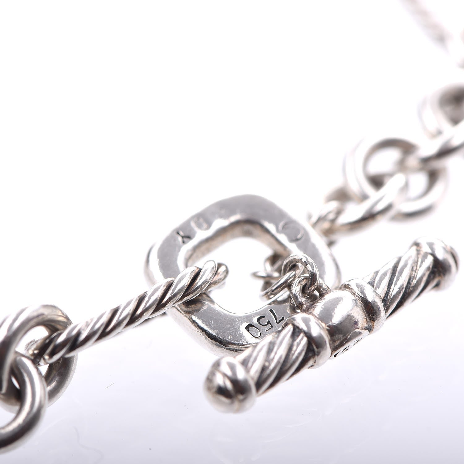 David Yurman Sterling Silver 18K Yellow Gold Cable Heart Charm Bracelet 3 of 4