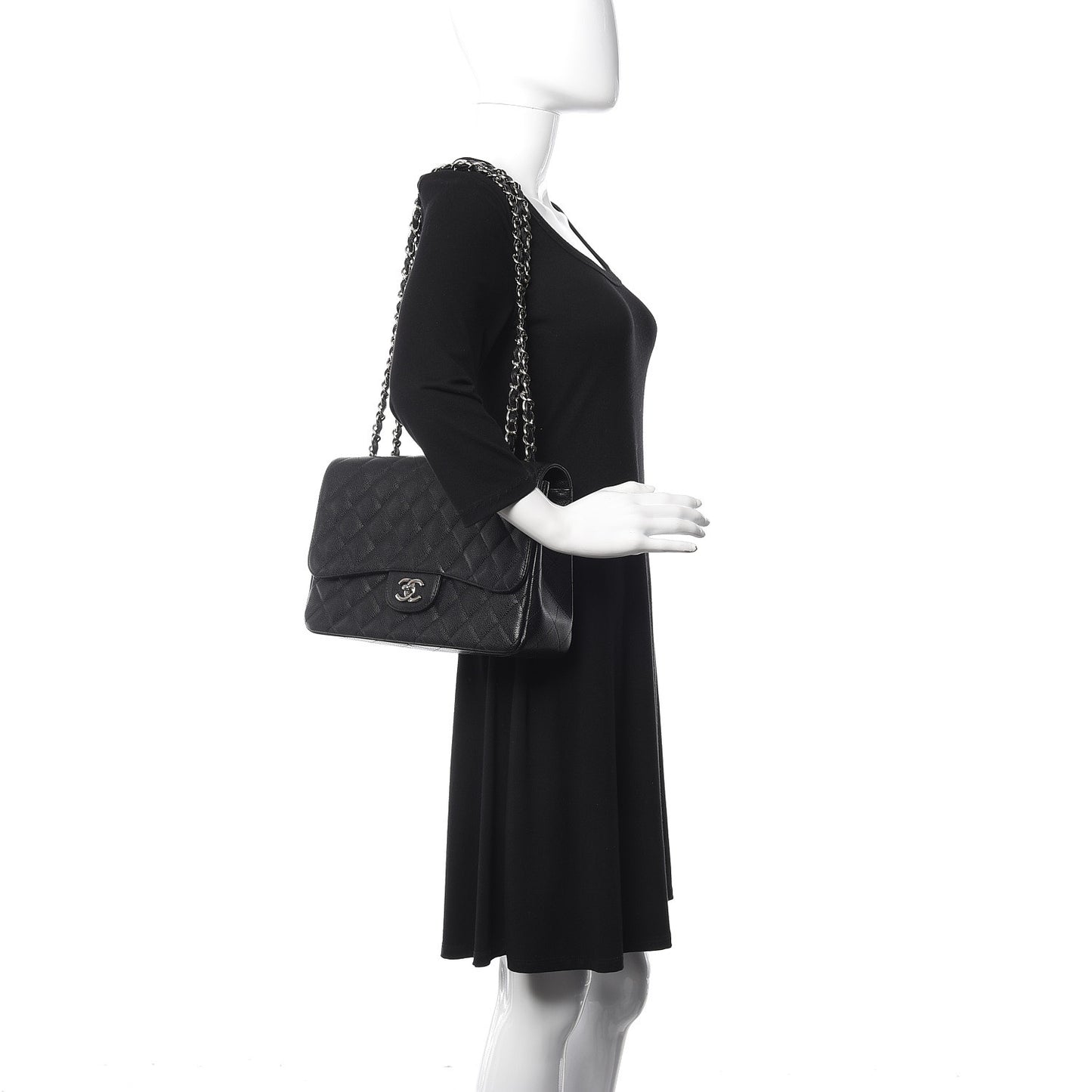 Caviar Quilted Jumbo Single Flap Black