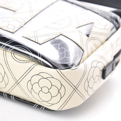 Chanel Coated Canvas Calfskin Camellia Printed Camera Case Black Beige 9 of 10