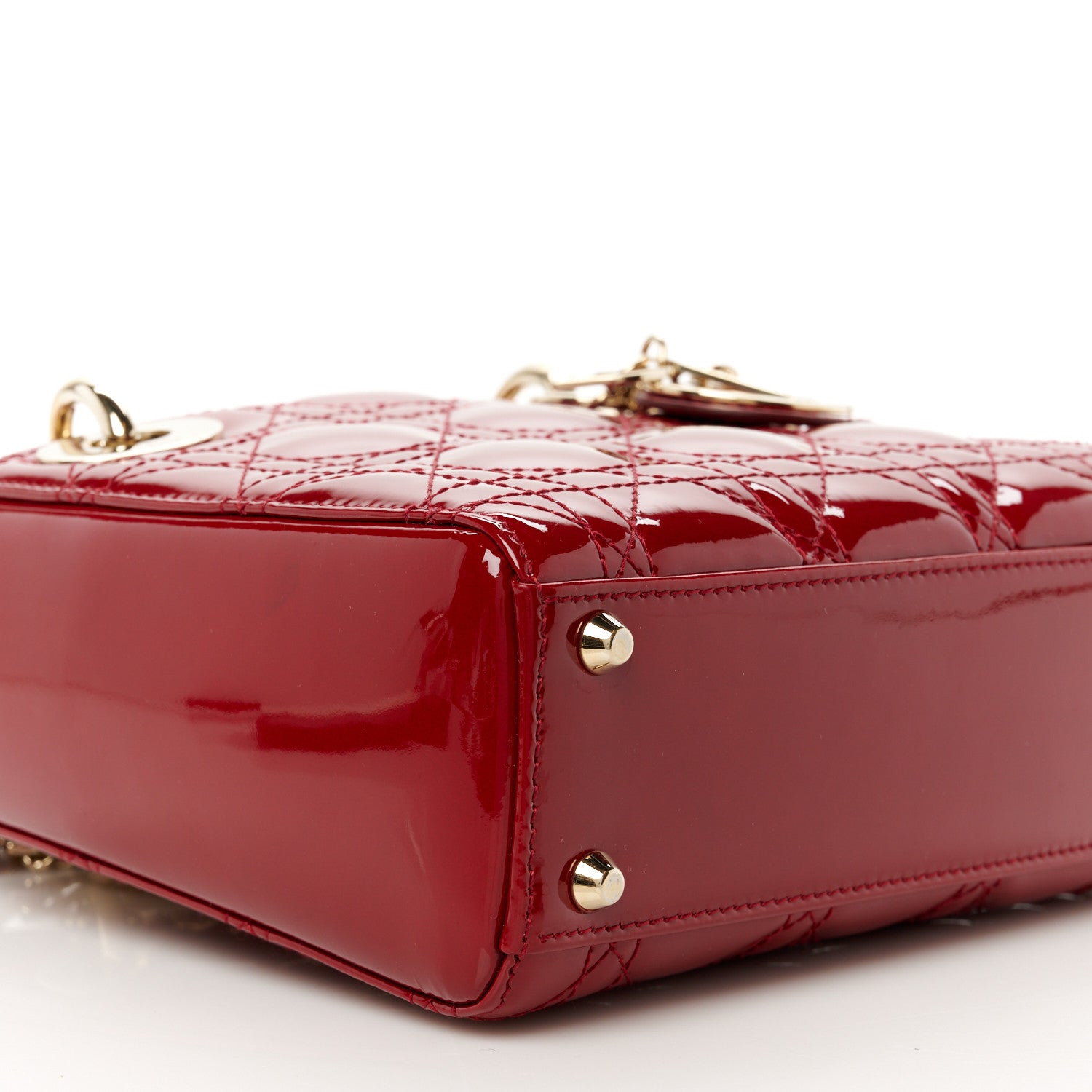 Christian Dior Patent Cannage Mini Lady Dior Red 9 of 10