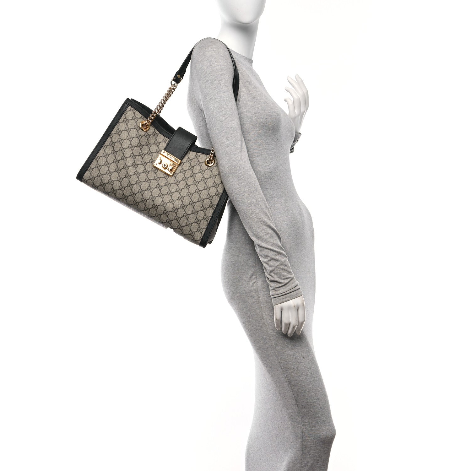 Gucci GG Supreme Monogram Medium Padlock Tote Black 2 of 14