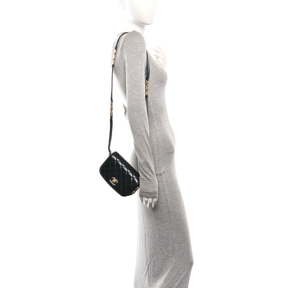Chanel Shiny Calfskin Quilted Suede Goatskin Mini Messenger Black 2 of 10