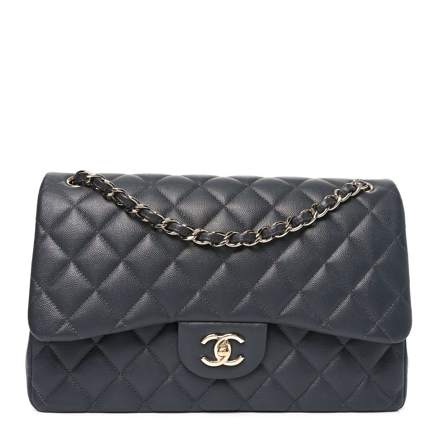 Chanel Caviar Quilted Jumbo Double Flap Dark Grey 1 of 11