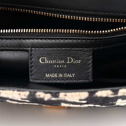 Christian Dior Technical Canvas Macro Houndstooth Medium Caro Bag Black White 6 of 20