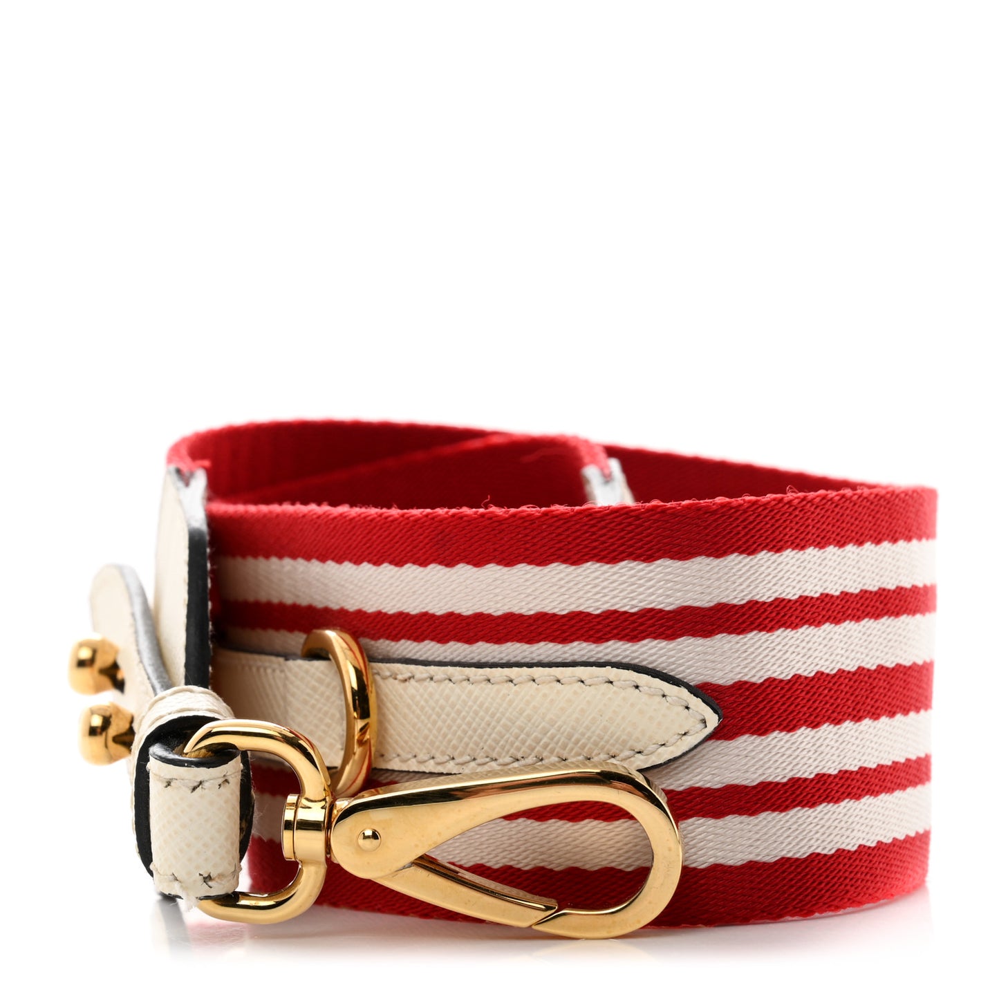 Saffiano Striped Fabric Nastro Righe Shoulder Strap Fuoco