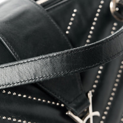 Saint Laurent Lambskin Matelasse Studded Chevron Monogram Shopping Bag Black 14 of 14