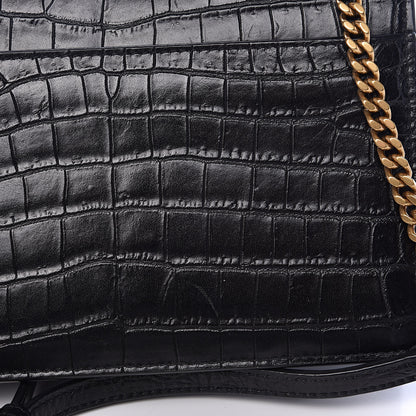 Saint Laurent Calfskin Crocodile Embossed Small Monogram Sunset Black 11 of 11