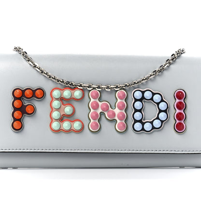 Fendi Vitello Liberty Fun Fair Studded Continental Wallet On Chain Grigio Perla Multicolor 9 of 12
