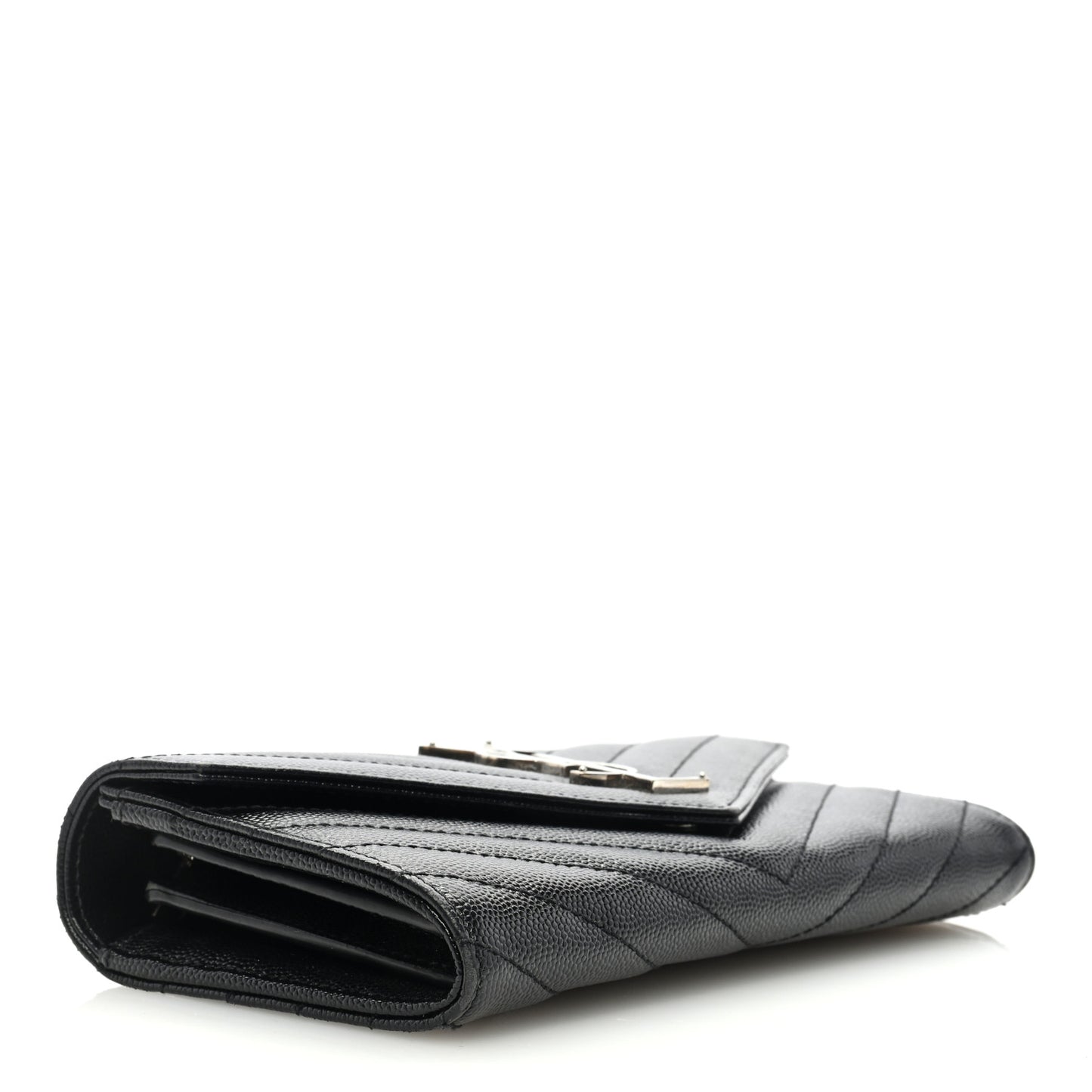 Grain De Poudre Matelasse Chevron Monogram Flap Wallet Black