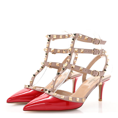 Valentino Garavani Patent Nappa Rockstud Ankle Strap 65mm Pumps 35 Rosso Valentino Poudre 4 of 10