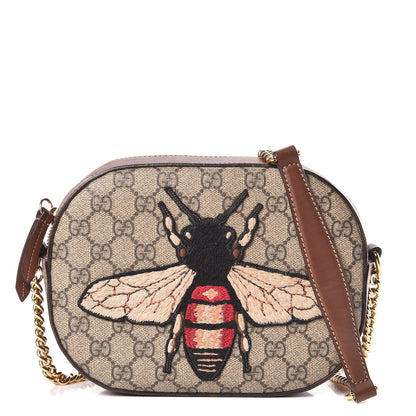 Gucci GG Supreme Monogram Bee Embroidered Mini Chain Shoulder Bag Beige Tuscany 1 of 13