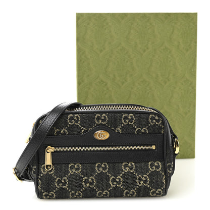 Gucci Jacquard Black Denim GG Monogram Textured Dollar Calfskin Mini Ophidia Shoulder Bag Black Ivory 13 of 13