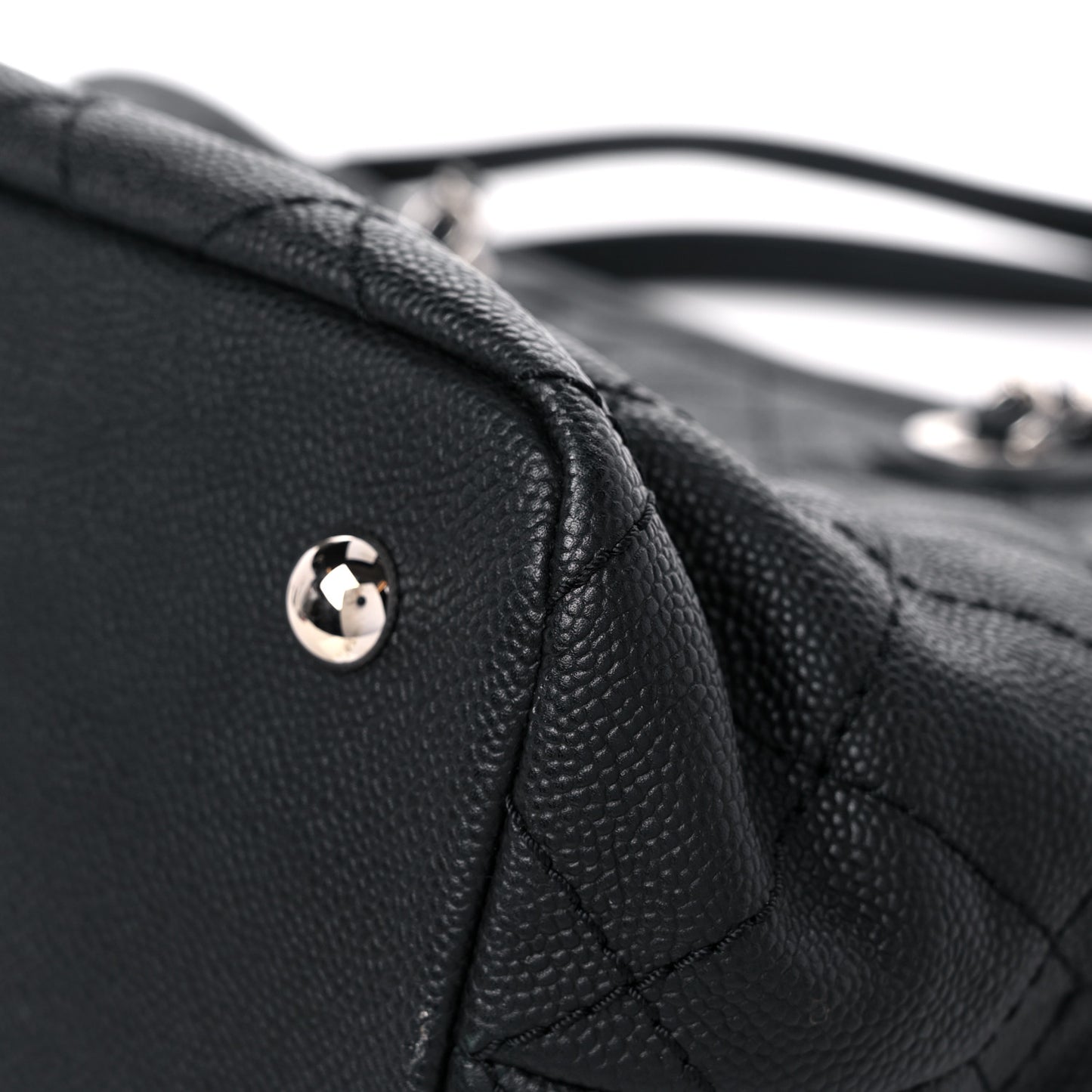 Grained Calfskin Quilted Small Daily Shopping Tote Black