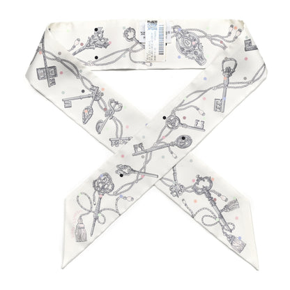 Hermes Silk Les Cles A Pois Twilly White Gris Acier 1 of 4
