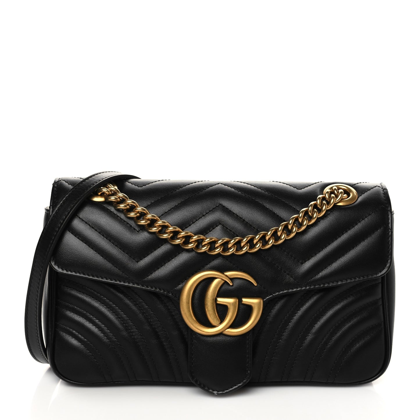 Calfskin Matelasse Small GG Marmont Shoulder Bag Black