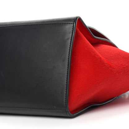 Celine Pony Hair Smooth Calfskin Medium Tri-Color Trapeze Glacier Red Black 7 of 16