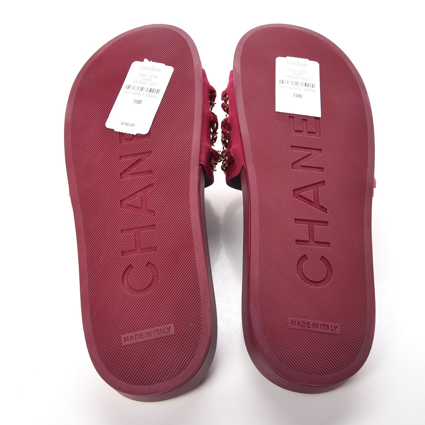 Satin Chain Flat Sandals 40 Dark Fuchsia