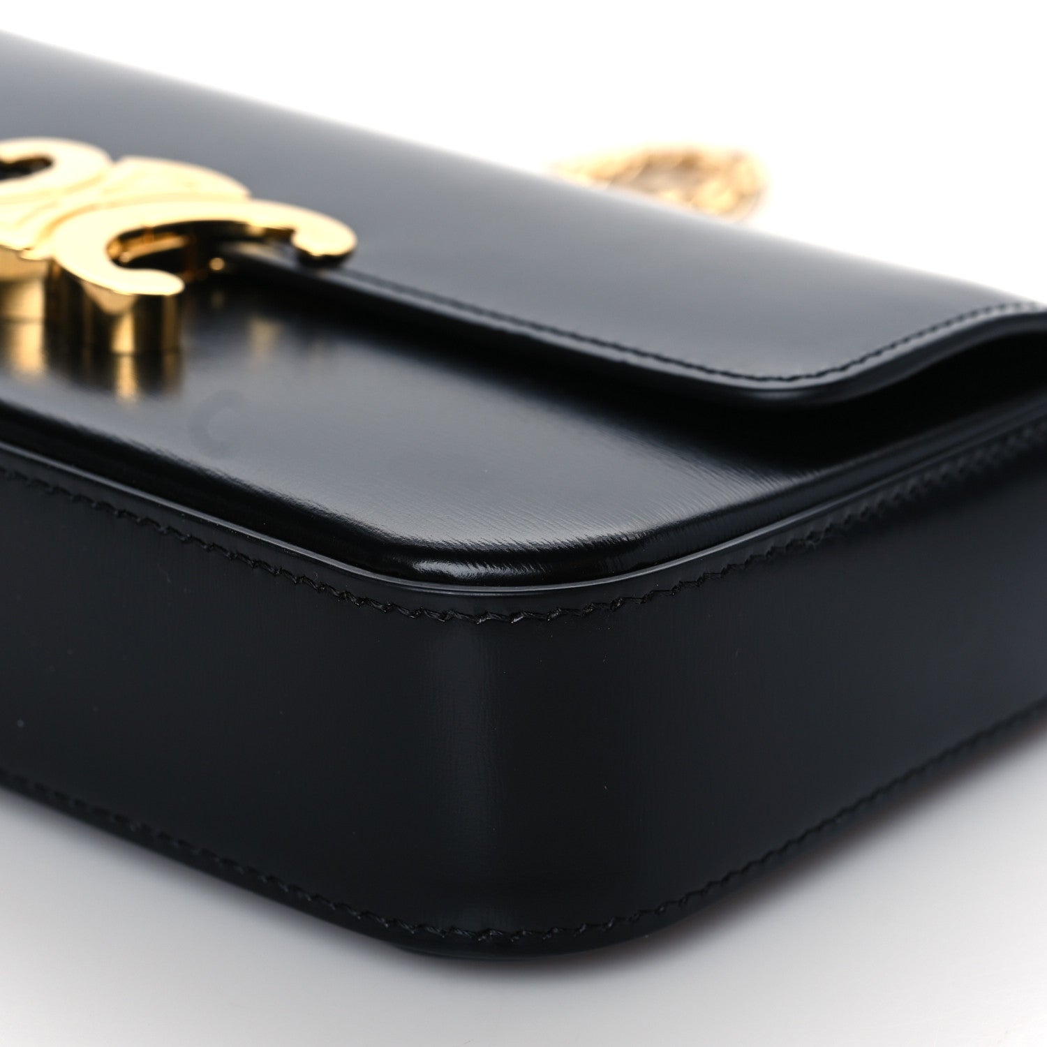 Celine Shiny Calfskin Triomphe Chain Shoulder Bag Black 9 of 9