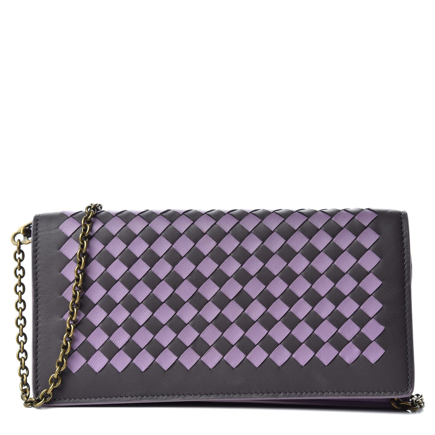 Nappa Intrecciato Checker Continental Wallet on Chain Quetsche Wisteria