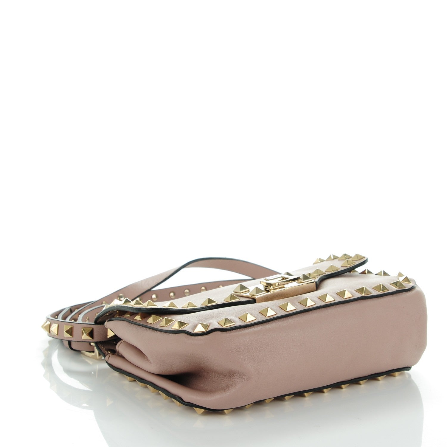 Valentino Garavani Vitello Mini Rockstud Flap Saddle Crossbody Bag Poudre 4 of 7
