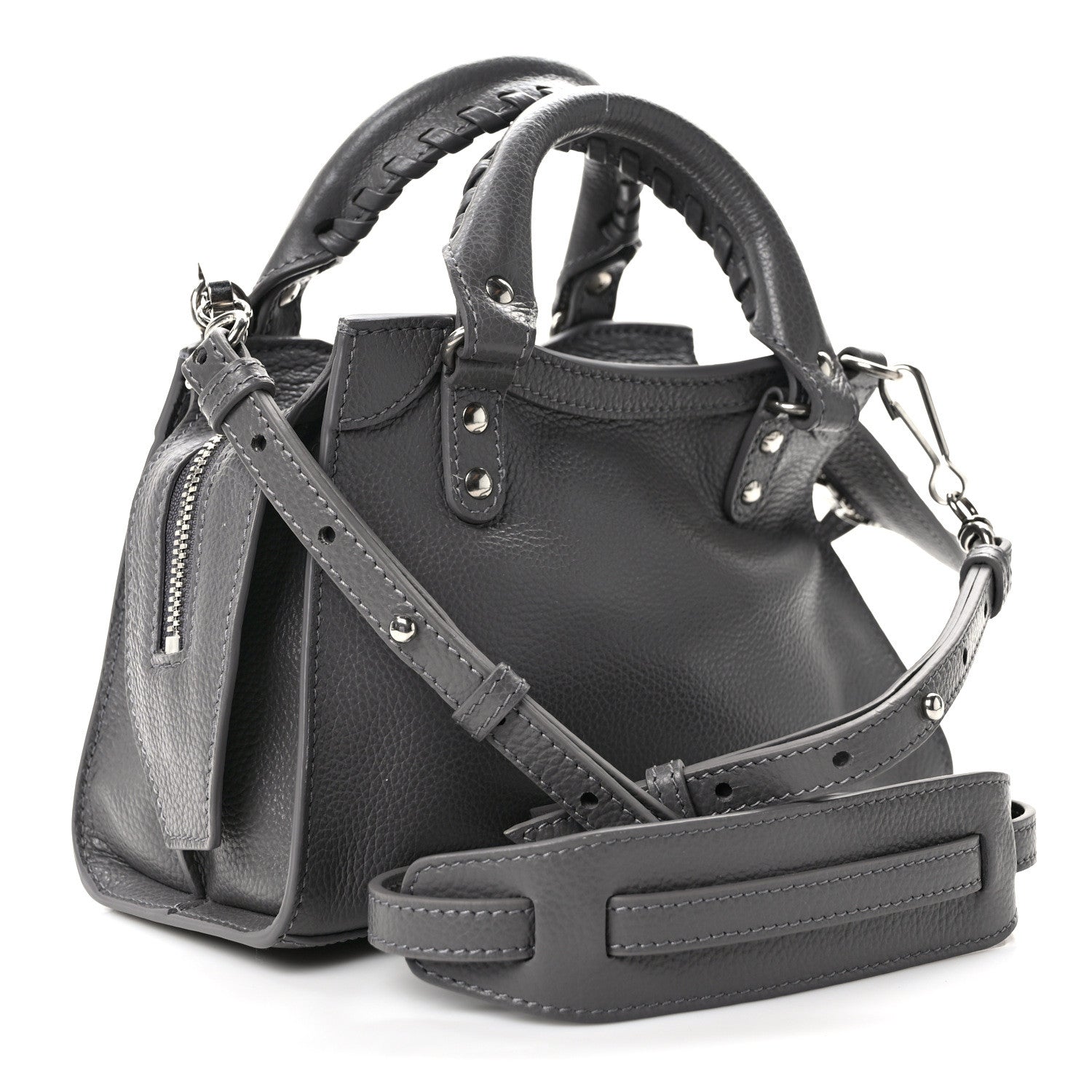 Balenciaga Grained Calfskin Neo Classic Silver Hardware Mini City Dark Grey 3 of 11