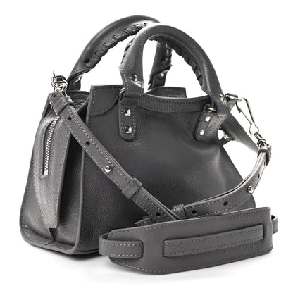 Balenciaga Grained Calfskin Neo Classic Silver Hardware Mini City Dark Grey 3 of 11