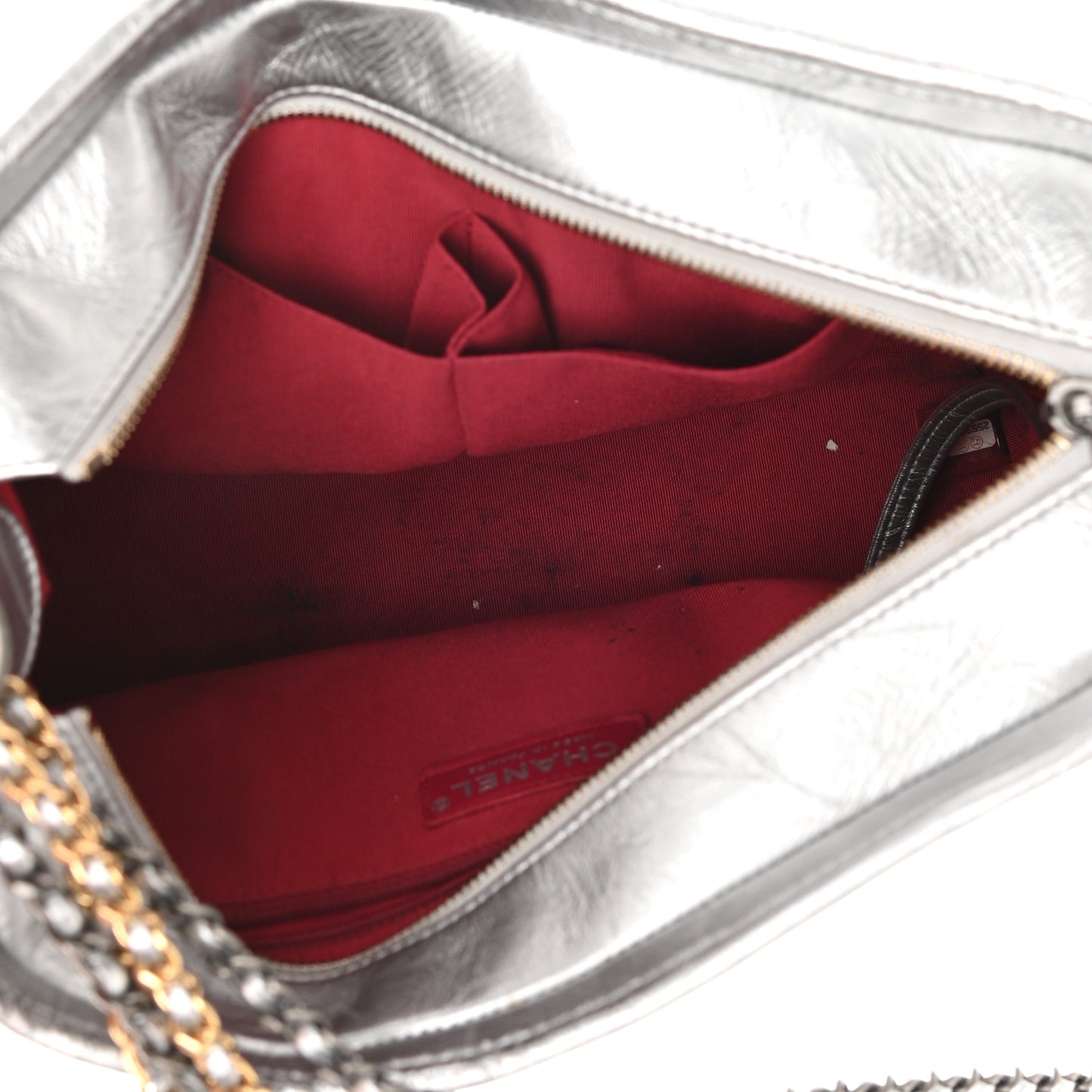 Metallic Lambskin Calfskin Quilted Medium Gabrielle Hobo Silver