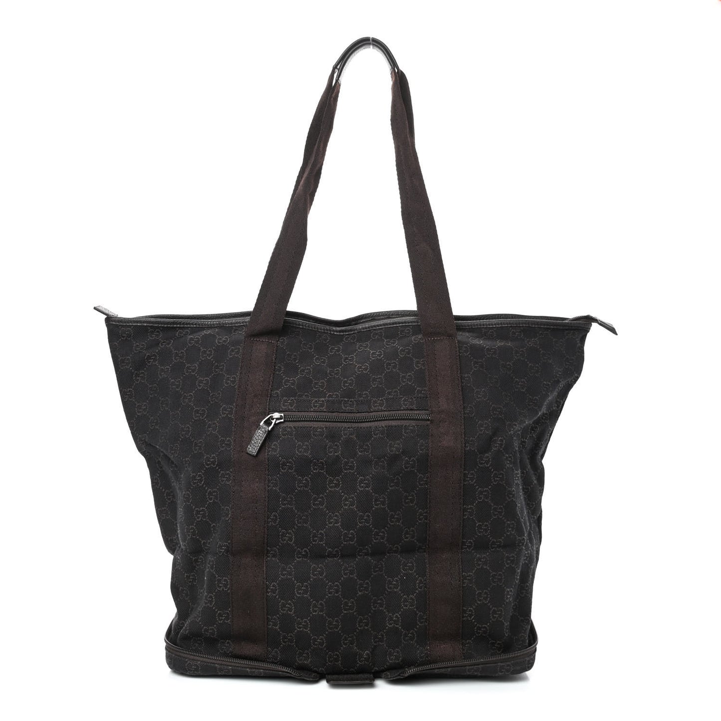 Denim Monogram Large Collapsible Travel Tote Dark Brown