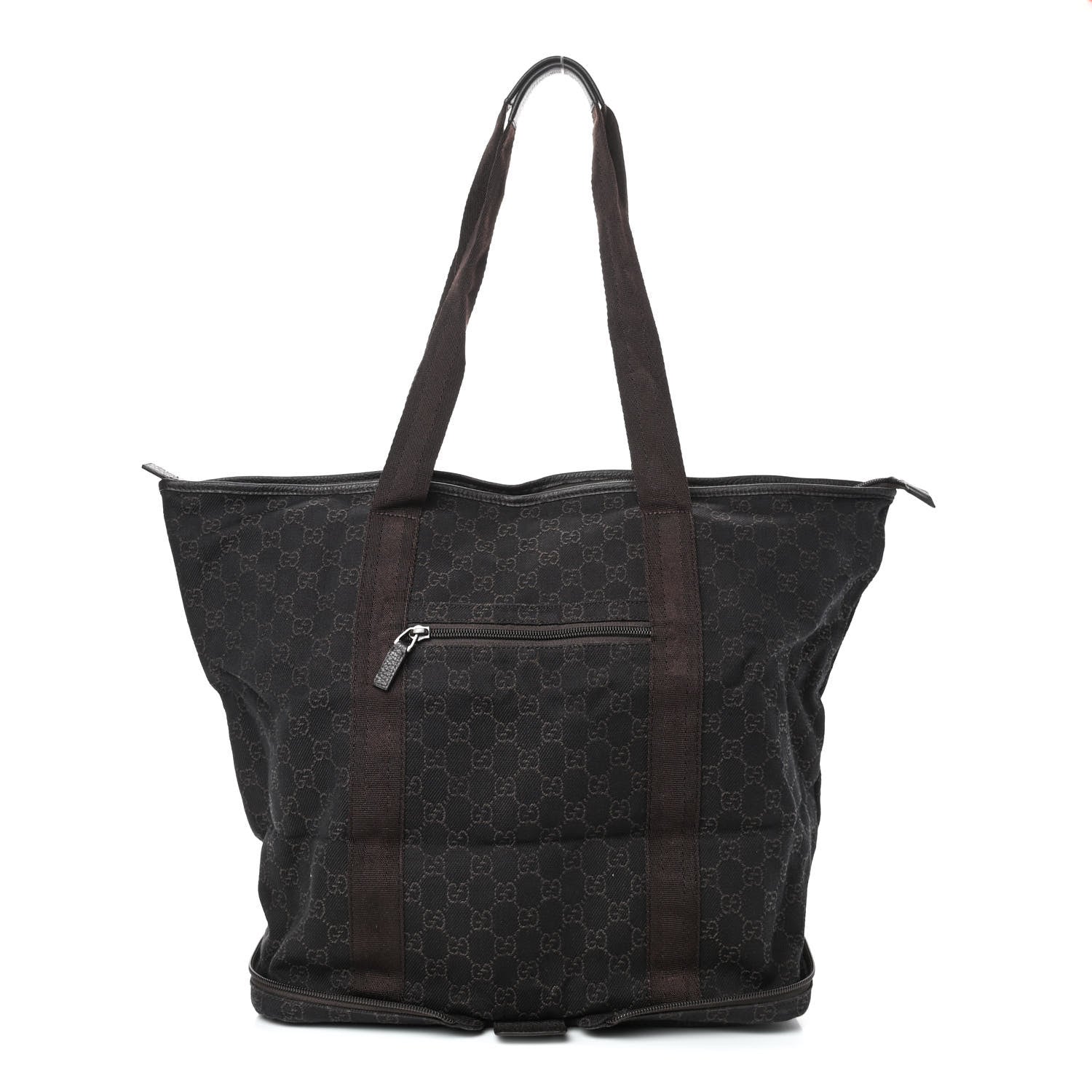 Gucci Denim Monogram Large Collapsible Travel Tote Dark Brown 1 of 10
