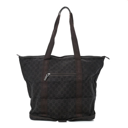 Gucci Denim Monogram Large Collapsible Travel Tote Dark Brown 1 of 10