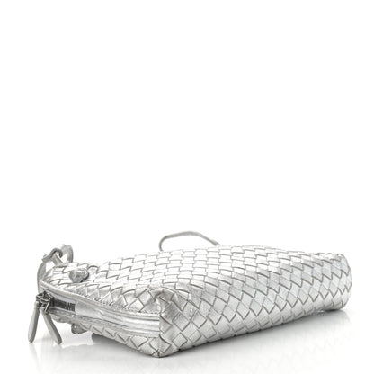 Bottega Veneta Metallic Nappa Intrecciato Nodini Crossbody Messenger Silver 4 of 11