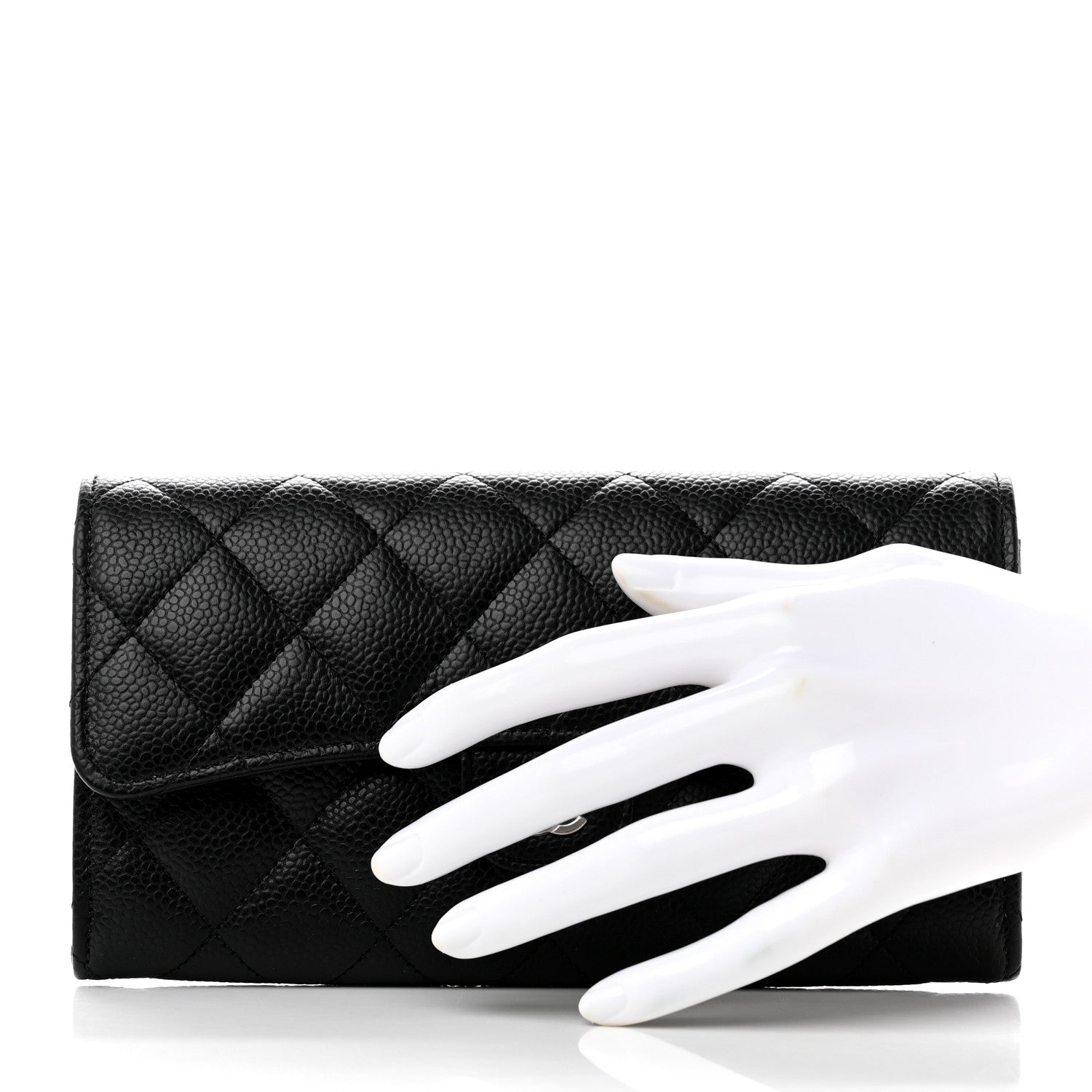Chanel Caviar Quilted Large Gusset Flap Wallet Black 2 of 10