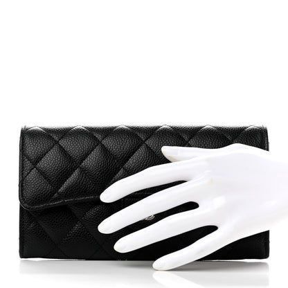 Chanel Caviar Quilted Large Gusset Flap Wallet Black 2 of 10