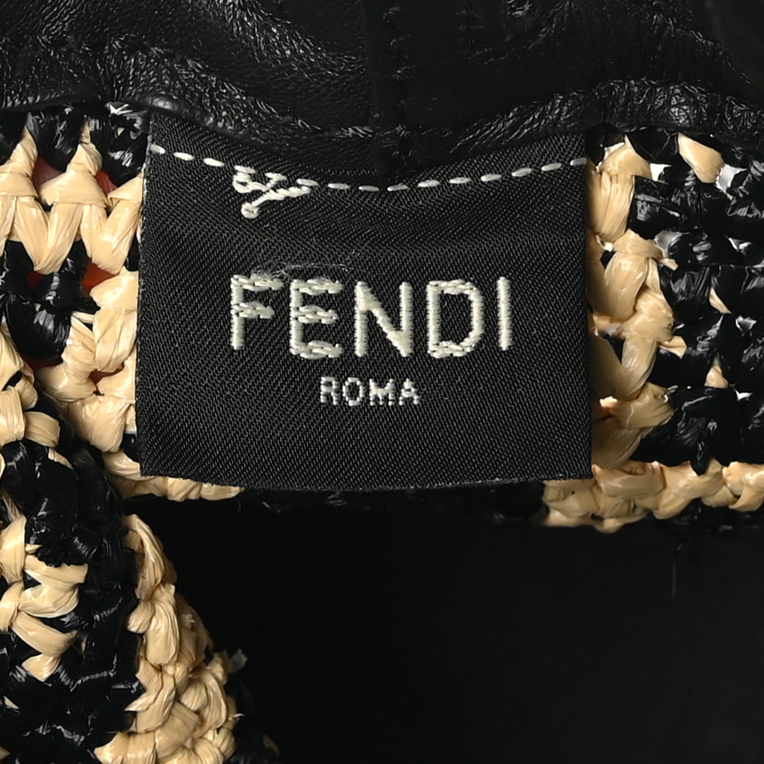 Fendi Raffia Vitello Seta F is Fendi FF Woven Mini Mon Tresor Bucket Bag Black Natural 6 of 10