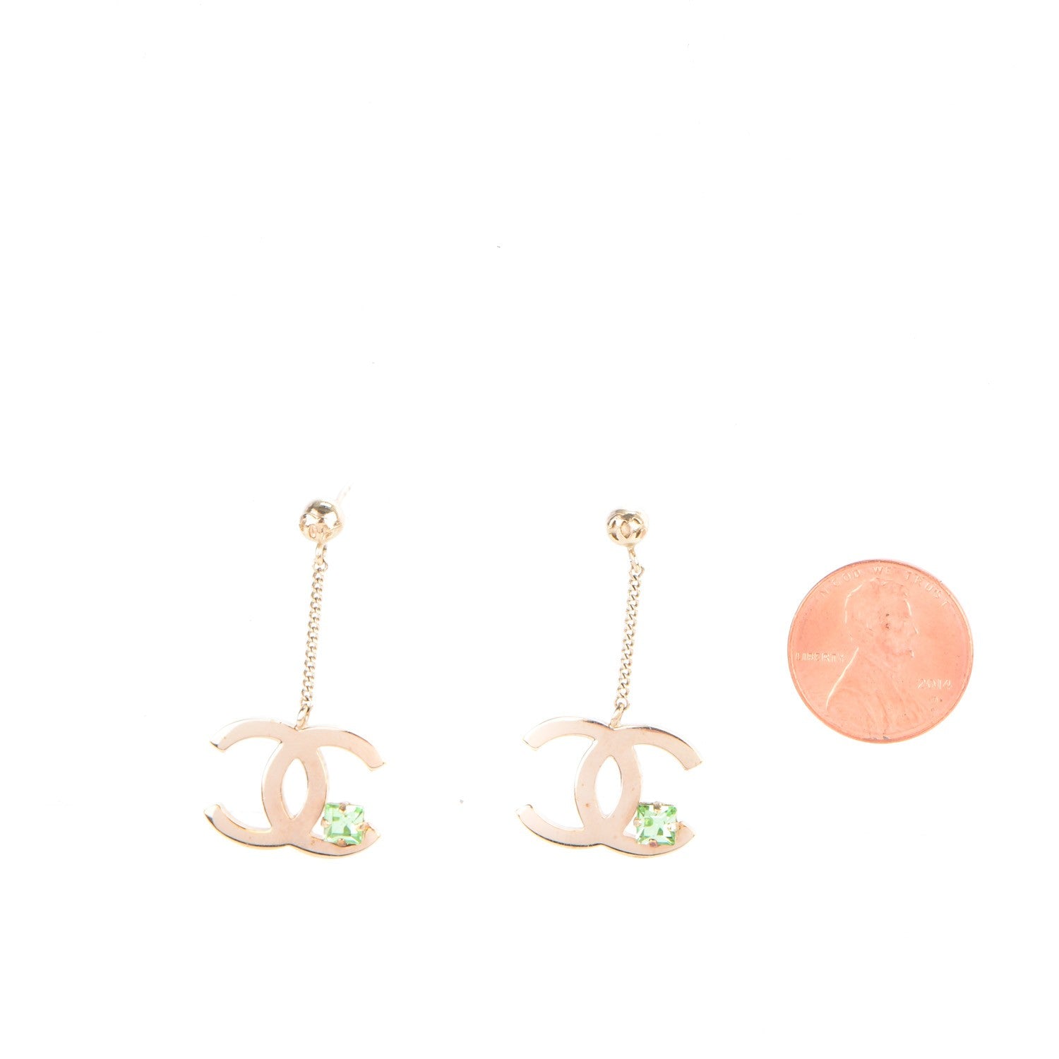 Chanel Crystal CC Drop Earrings Light Gold 2 of 5