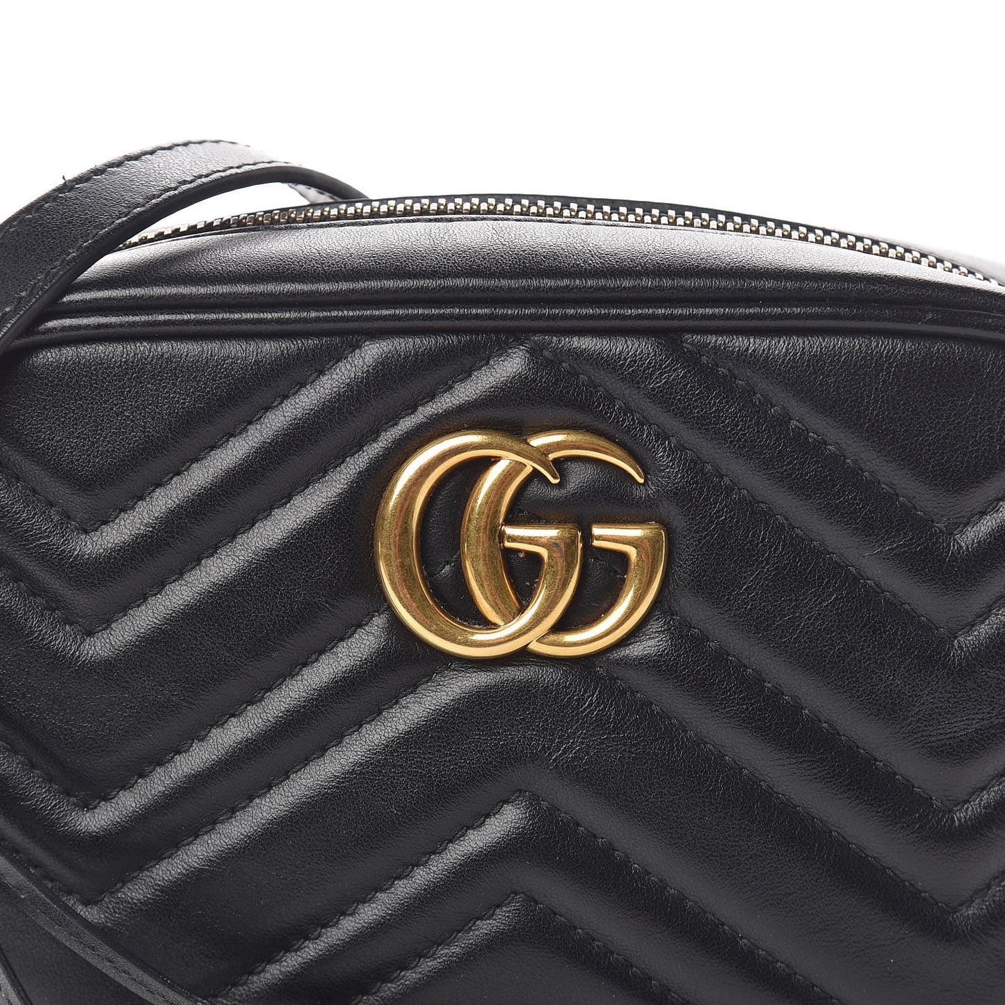 Calfskin Matelasse Mini GG Marmont Chain Shoulder Bag Black